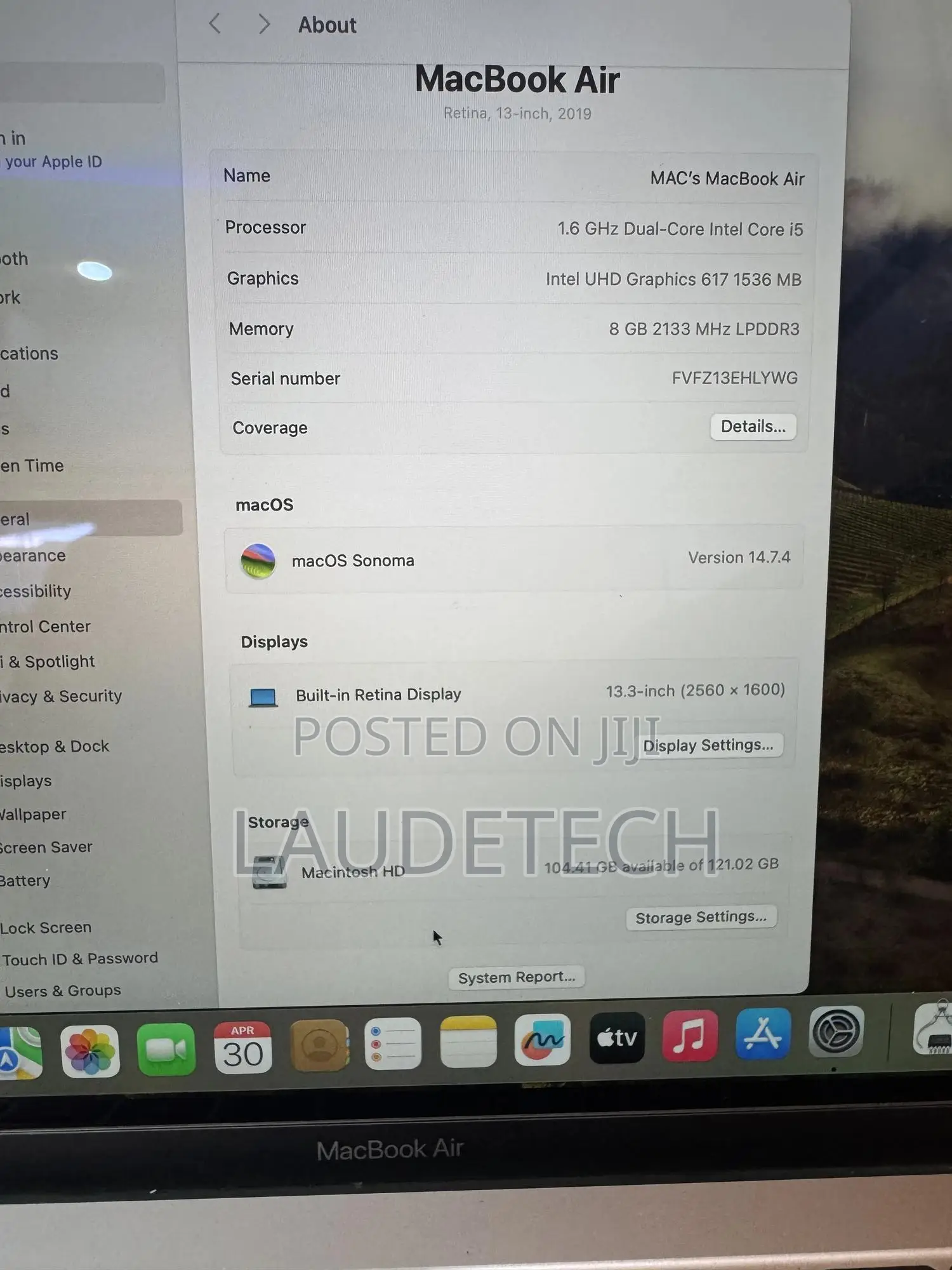 Laptop Apple MacBook Air 2019 8GB Intel Core i5 SSD 128GB