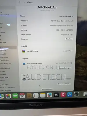 Laptop Apple MacBook Air 2019 8GB Intel Core i5 SSD 128GB