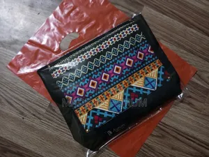 Jean Tote Bag With African Print Pocket