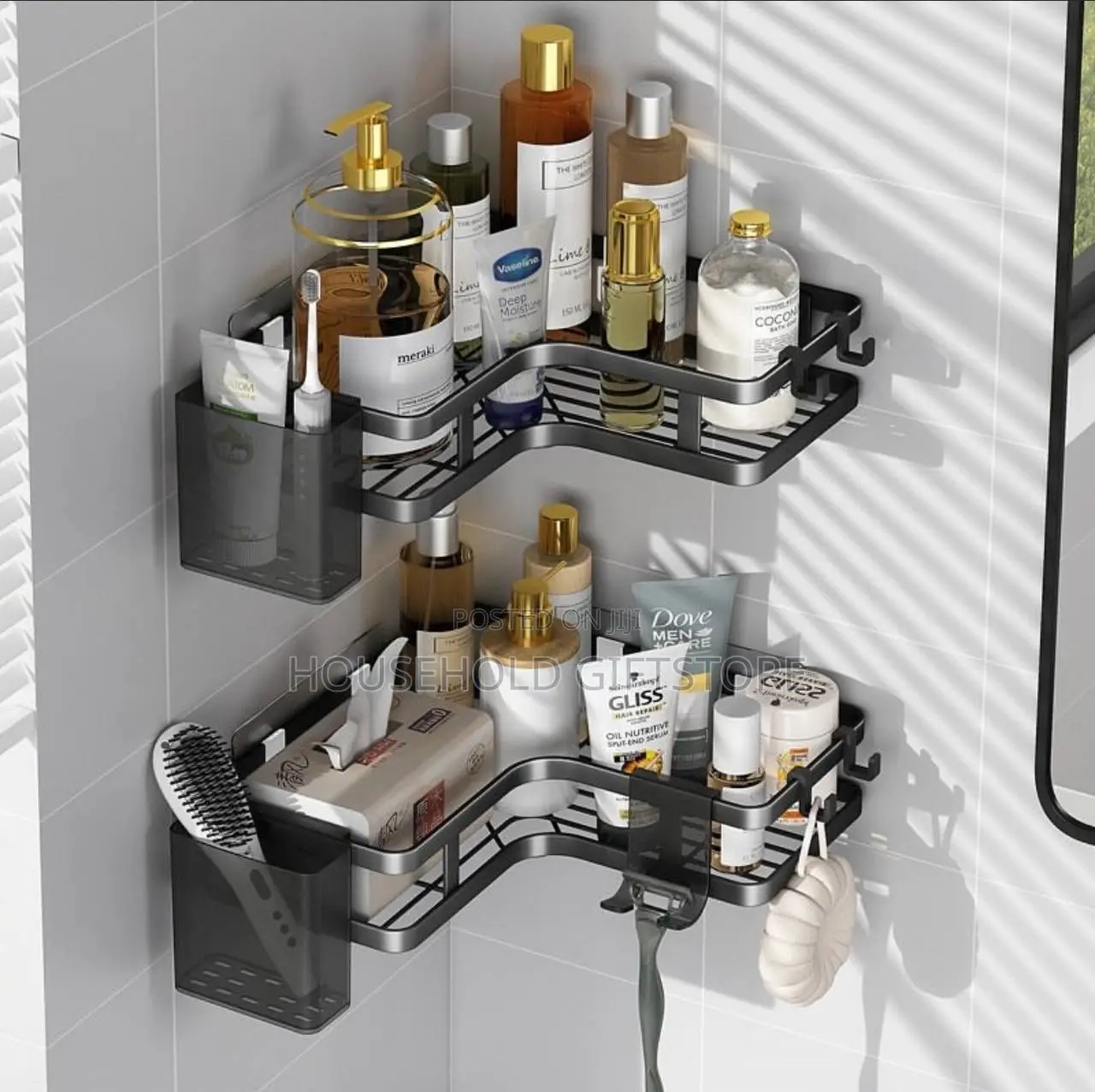 2 in 1 Bathroom Corner Rack