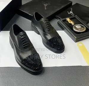 Premium Zanotti Luxury Leather Stoned Front Derby Shoe