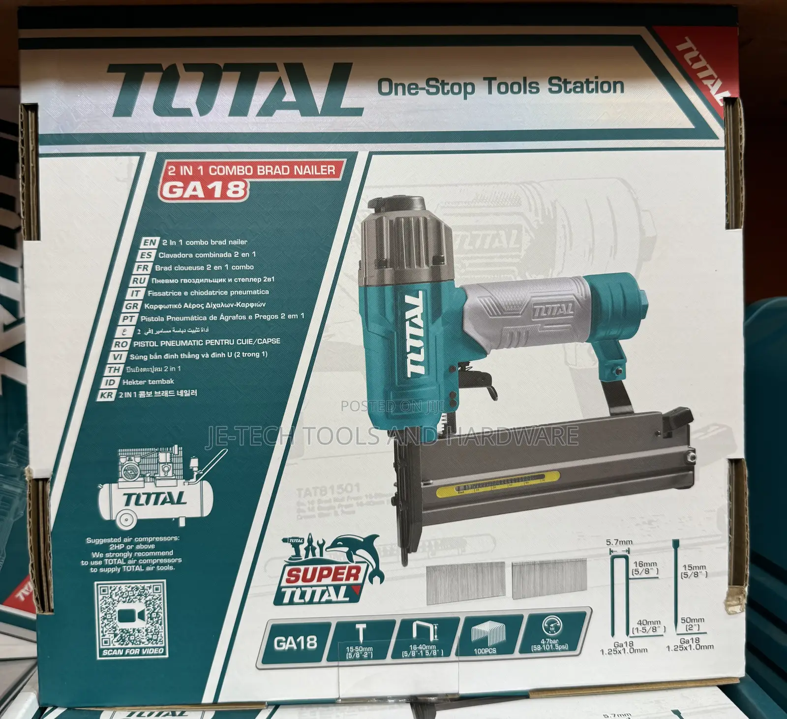 Total Pneumatic 2n1 Combo Brad Nailer