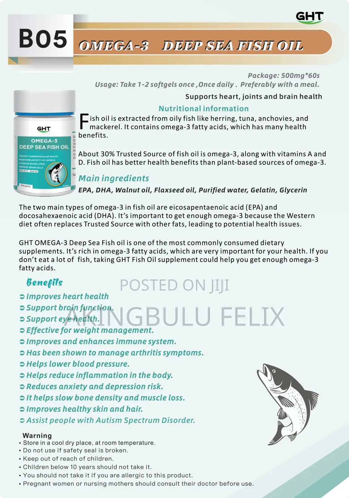 GHT Omega-3 Deep Sea Fish Oil