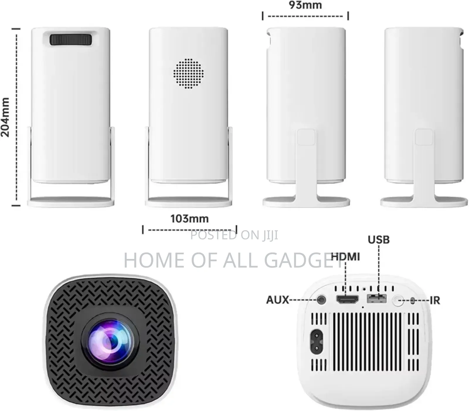 Portable Mini Projector With Wifi Bluetooth, Hd Video,