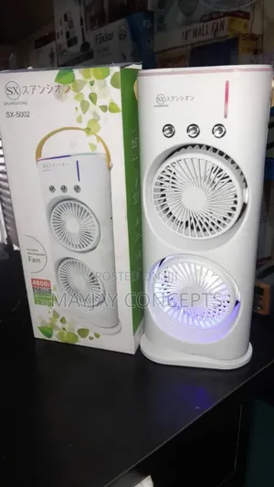 Sx Double-head Water Mist Rechargeable Fan-auto Rotation