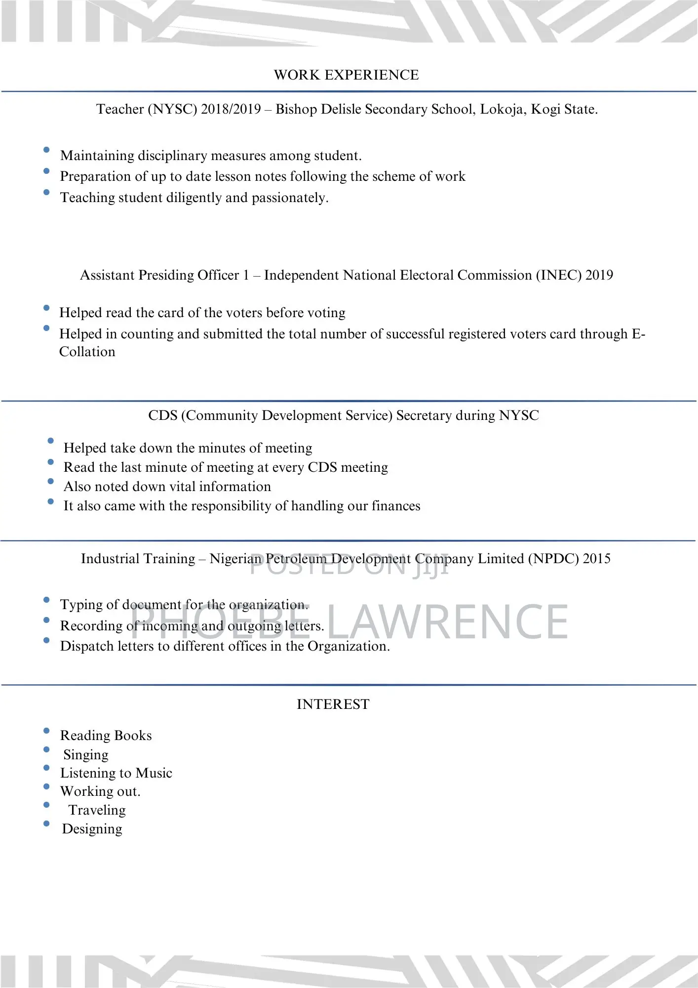 Housekeeping Cleaning CV