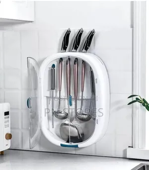 Wall Mounted Double Door Transparent Kitchen Tool Rack