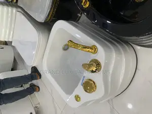 Luxury Ceramic Pedicure Spa Foot Basin With Gold-Plated