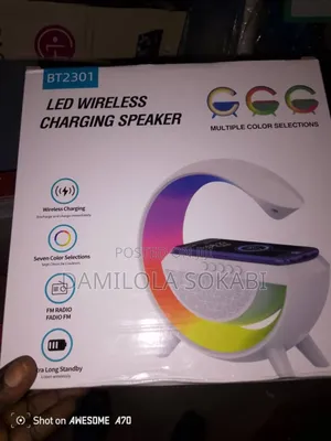Bluetooth Speakers 3 in 1+Wireless Charger+Led Lamp+Time