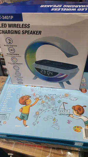 Bluetooth Speakers 3 in 1+Wireless Charger+Led Lamp+Time