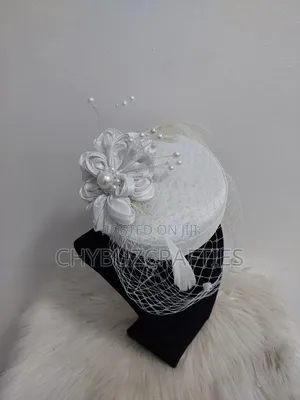 White Handmade Rose Facinator