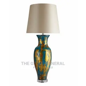 Bamboo Table Lamp - Navy Blue Gold