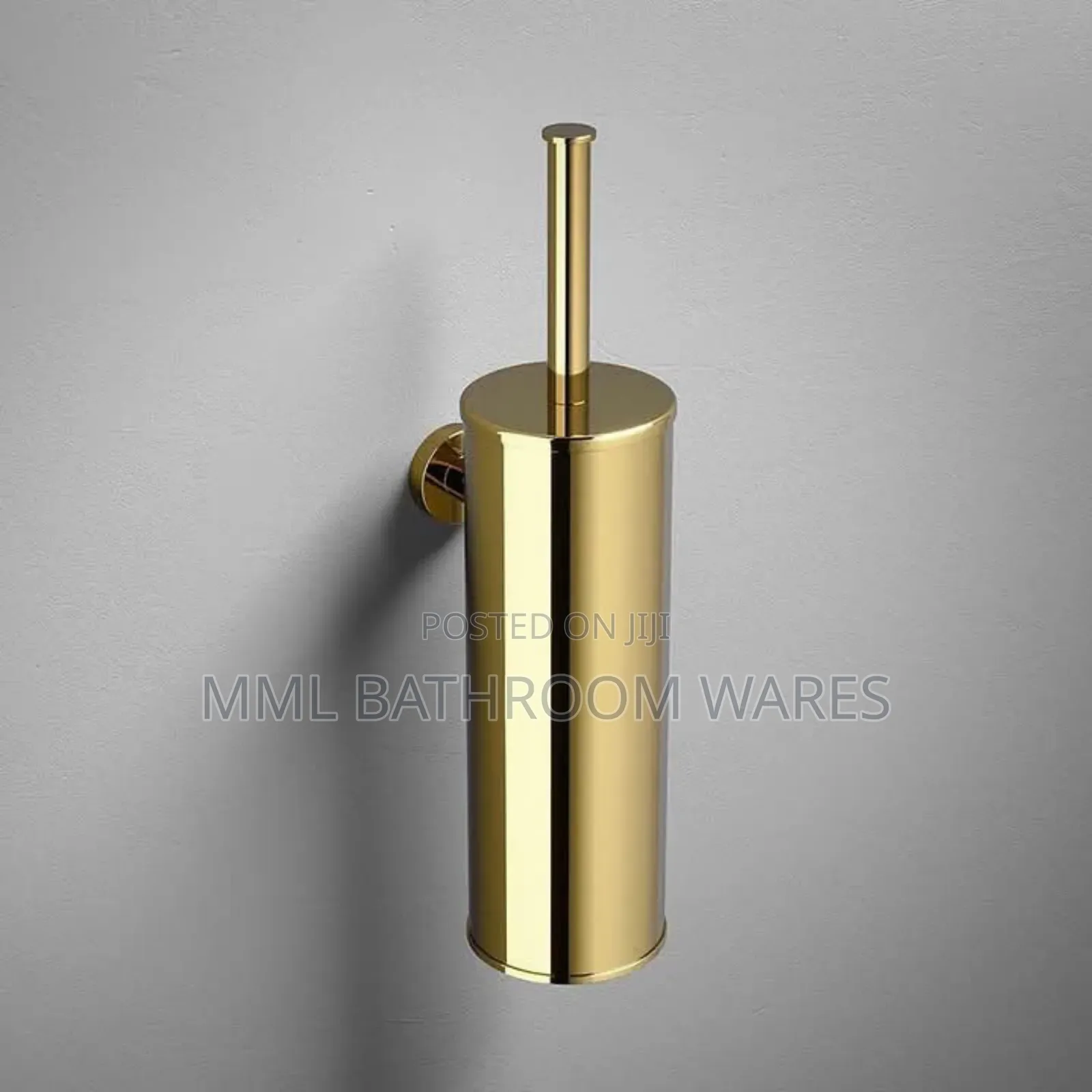 Gold Wall-Mounted Toilet Brush and Holder