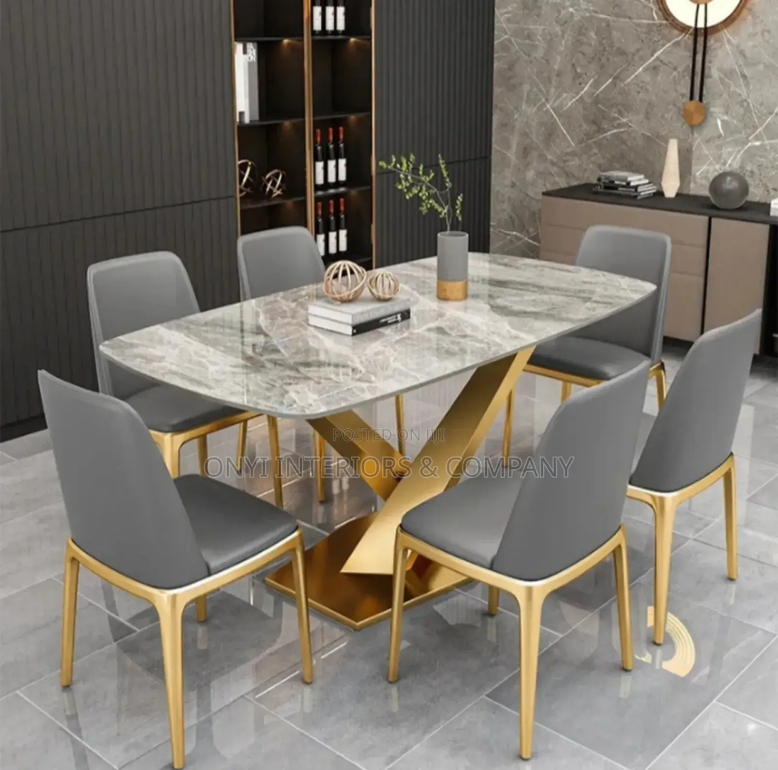 Exotic Marble Dining Table With 6 Chairs