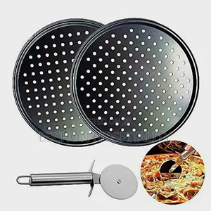 2pcs 12 Inch Pizza Pans With 1 PCS Pizza Cutter
