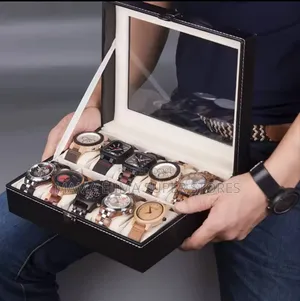 10 Slots Retro Faux Leather Watch Box Case Organizer Display