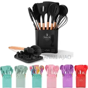 Silicone Kitchen Tools Set With Spoon Rest 