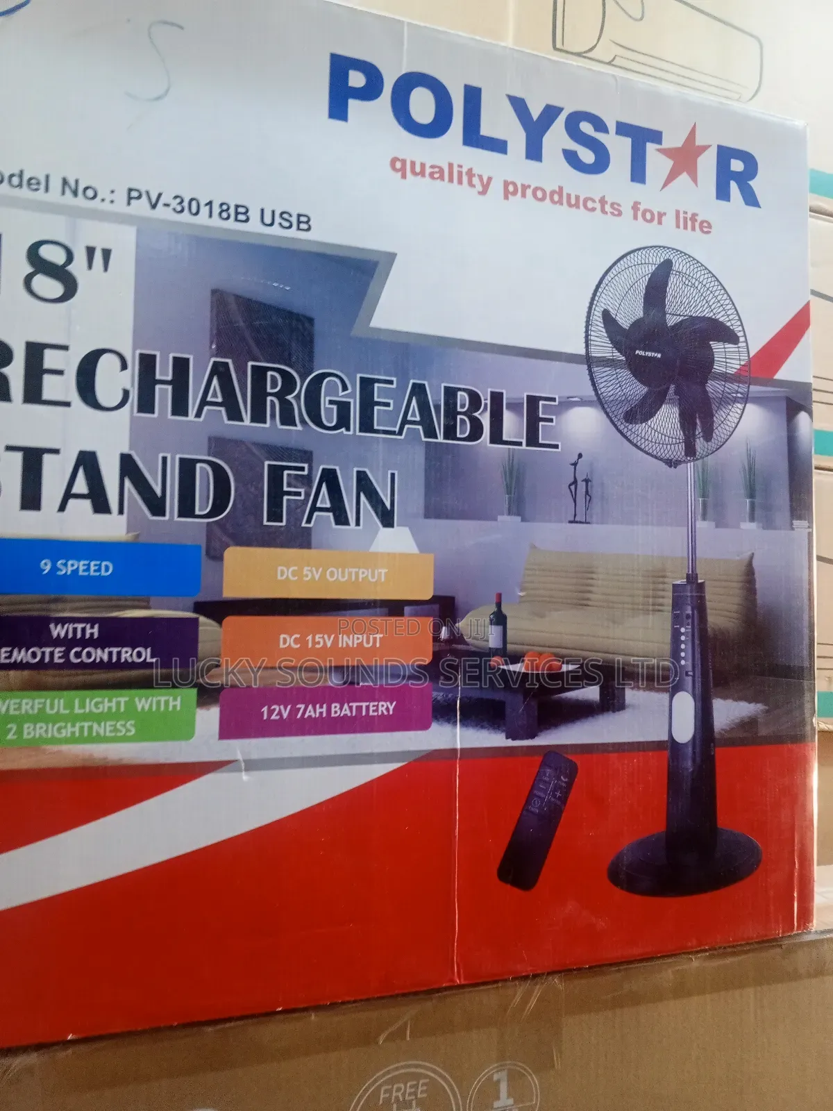 Polystar Rechargeable Fan 18"