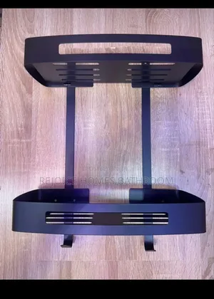 Wall-mounted Metal Bathroom Rack Double-layer With Hooks