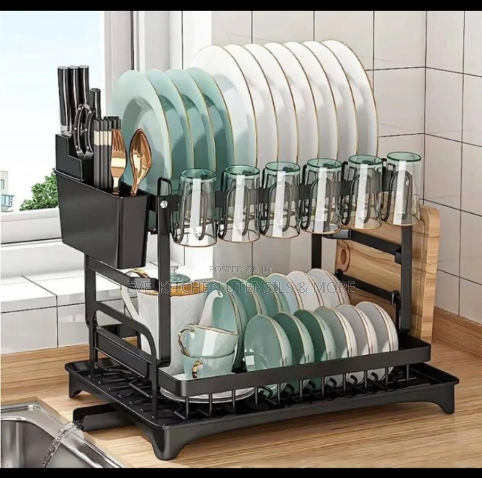 2 Layer Black Dish Rack