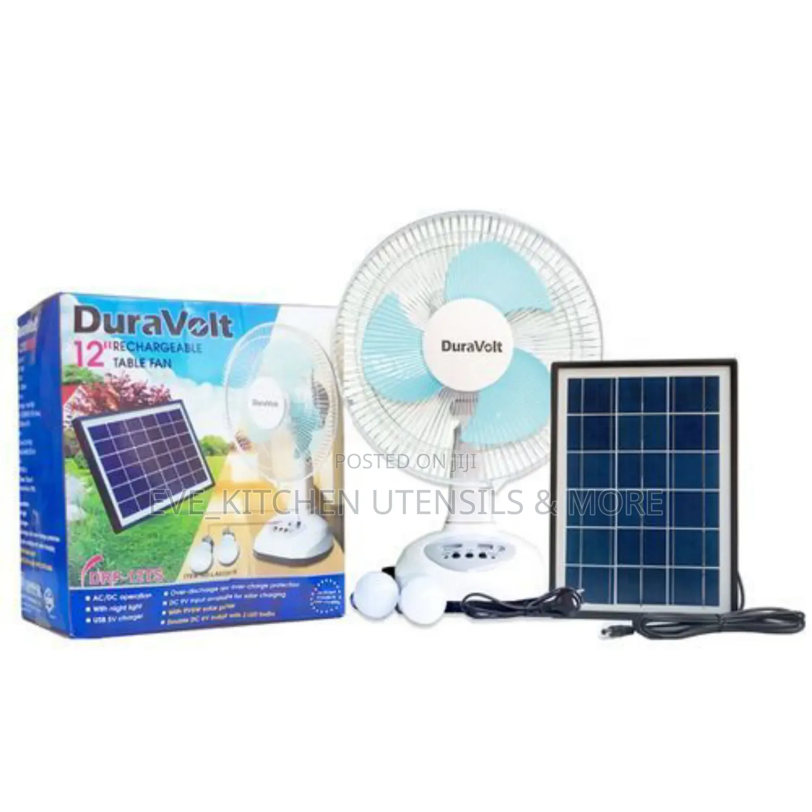 Duravolt Solar and Rechargeable Fan