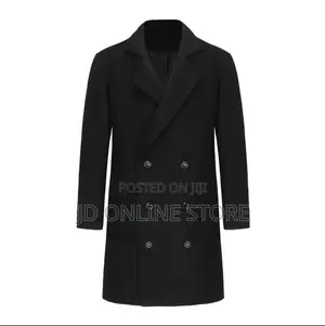 Photo - Men’S Woolen Blend Sold Double-Breasted Trench Coat.