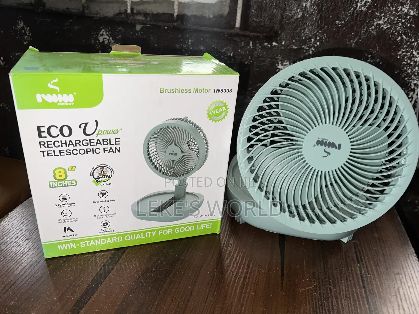 8” Iwin Rechargeable Table Fan