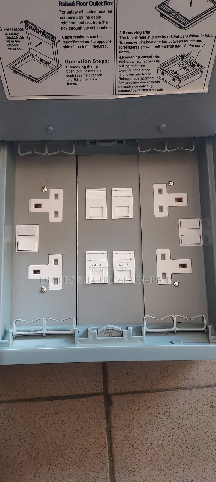 Original Floor Outlet Box With Four Socket and Four Data .