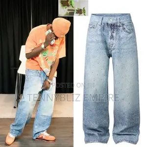 Fast Selling Fully Stoned Latest Luxury Baggy Jeans