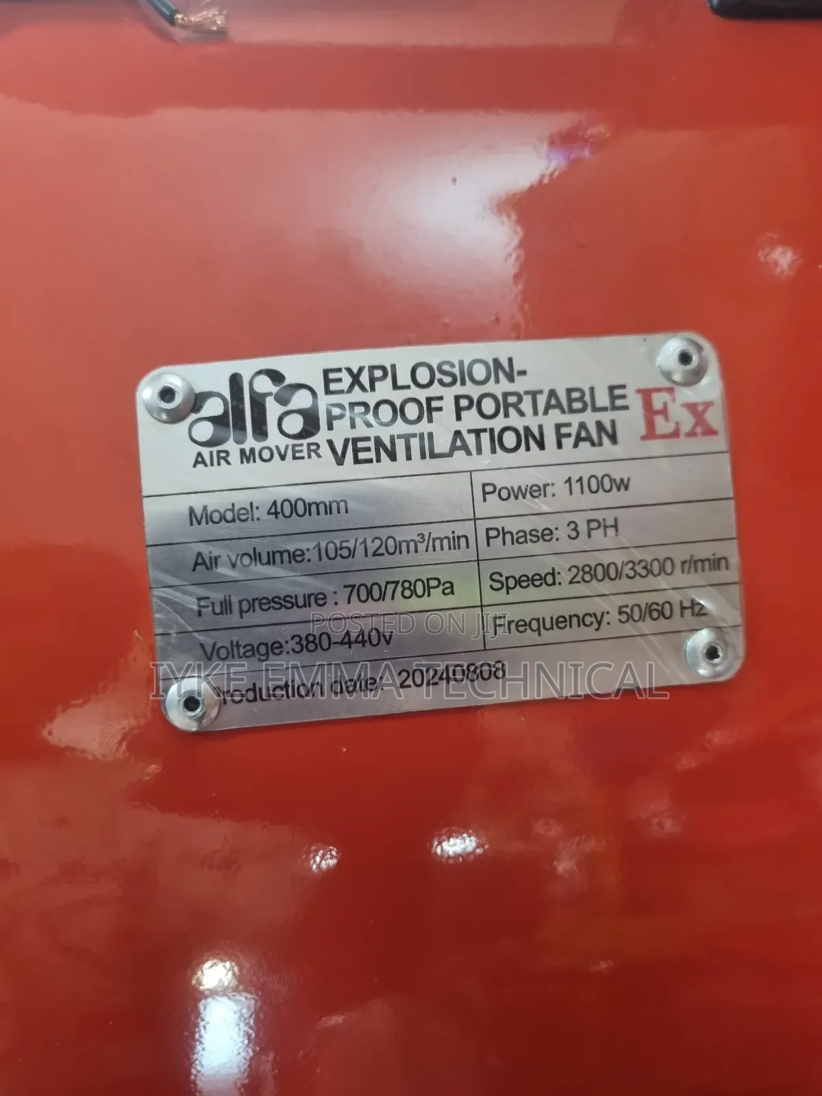 16" Alfa Explosion Proof Ventilation Fan / Air Mover Atex