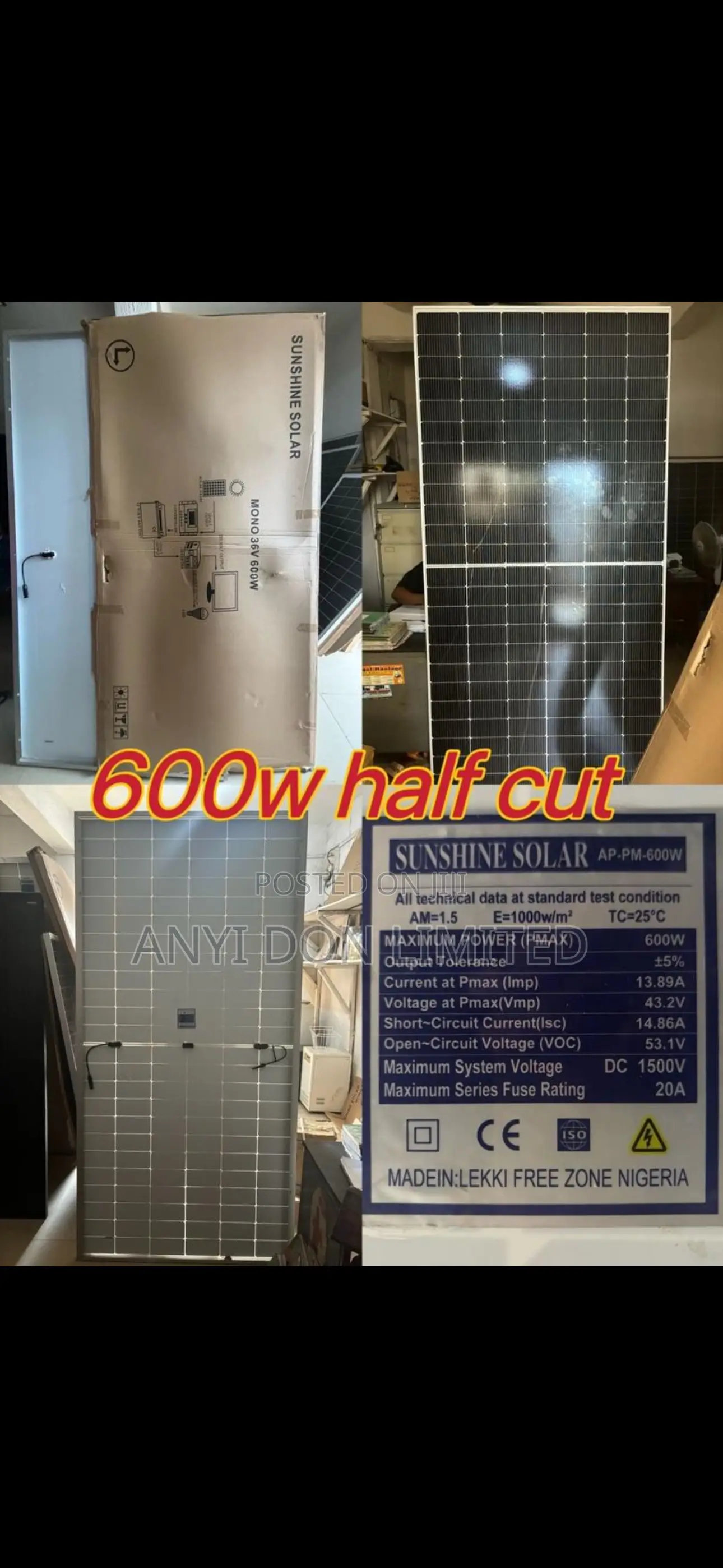600w Sunshine Mono Half Cut Panel