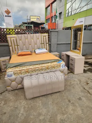 Brand New Leather 6by6 Cream Coloured Bed.