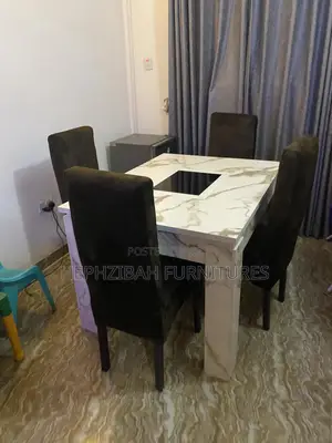 4 Seater Dining With White Marble Table
