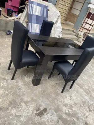 4 Seater Black Dining With Dark Brown Table