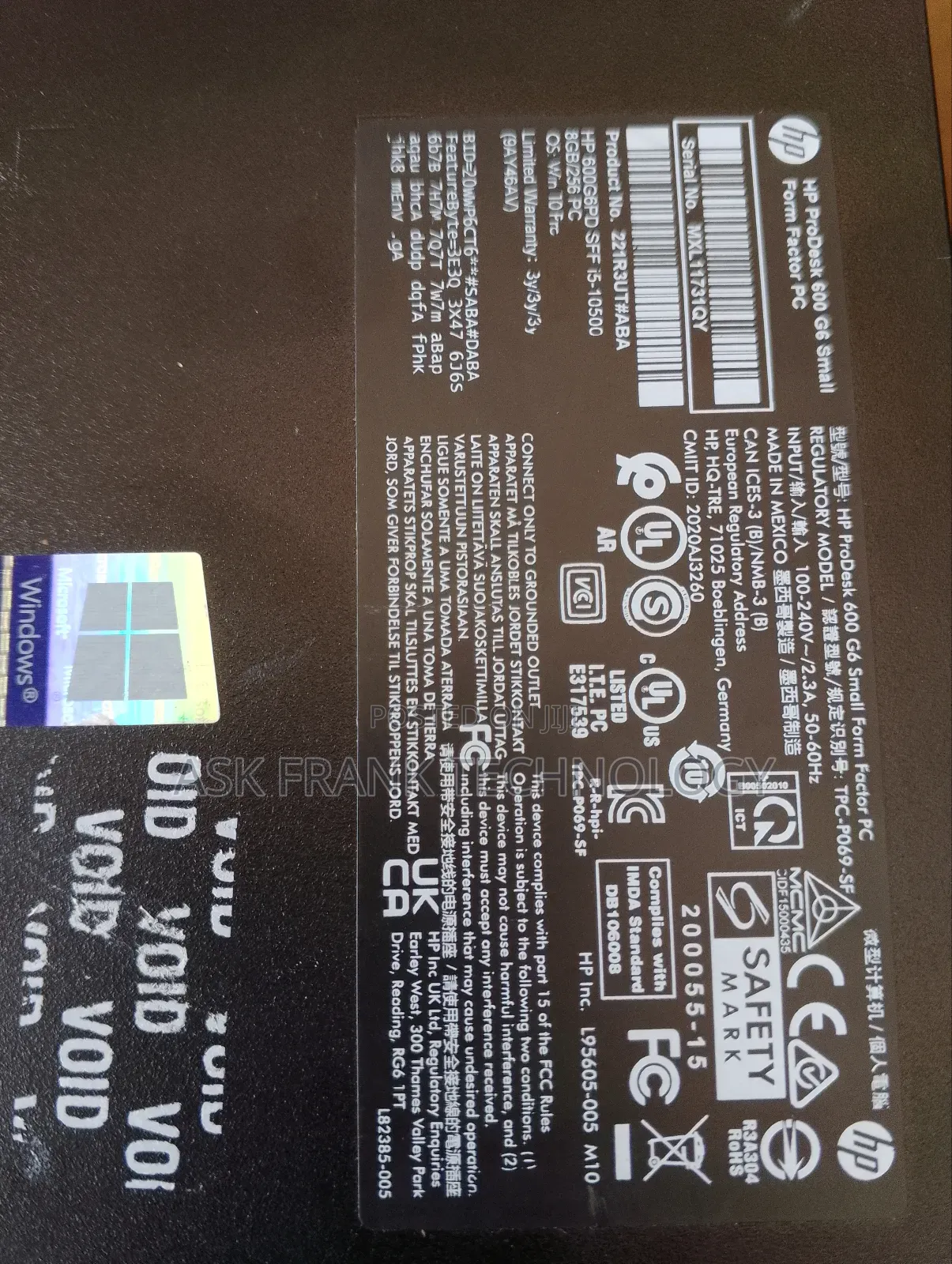 Desktop Computer HP ProDesk 600 G6 16GB Intel Core i5 SSD 512GB