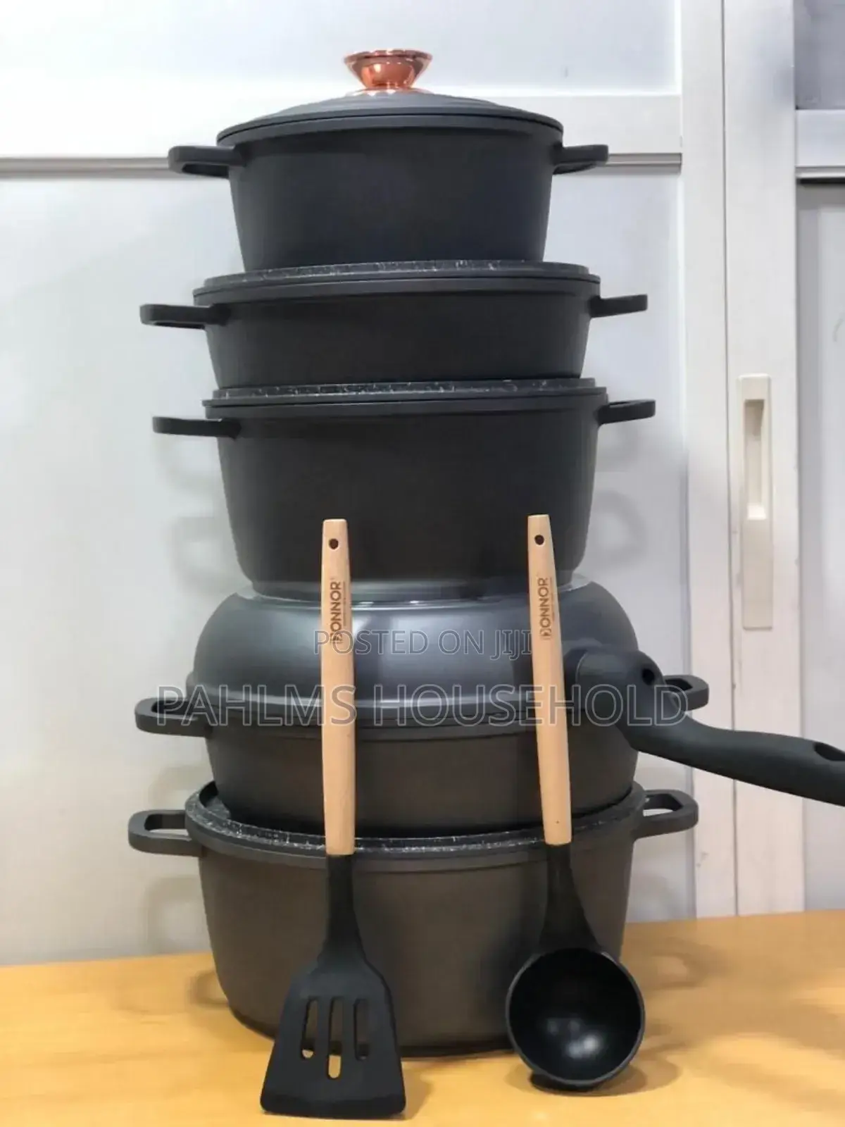 6-Set Nonstick Cast-Iron Induction Pot