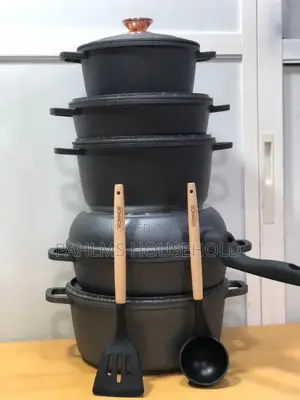 6-Set Nonstick Cast-Iron Induction Pot
