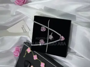 Photo - Luxury Pink Heart Jewelry Set (Necklace, Bracelet, Ring )