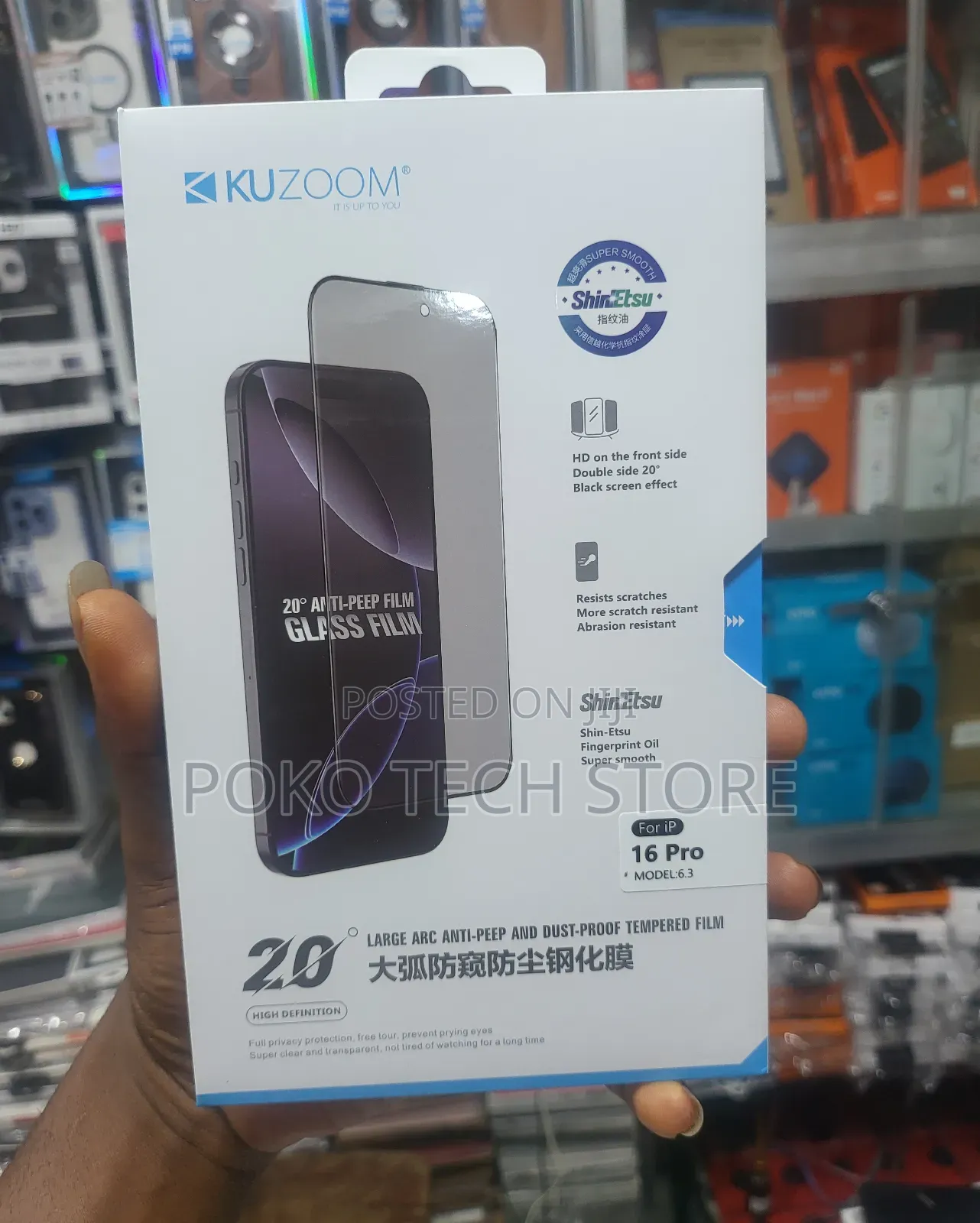 Kuzoom 20° Privacy Dustproof Full Screen for iPhone 16 Pro