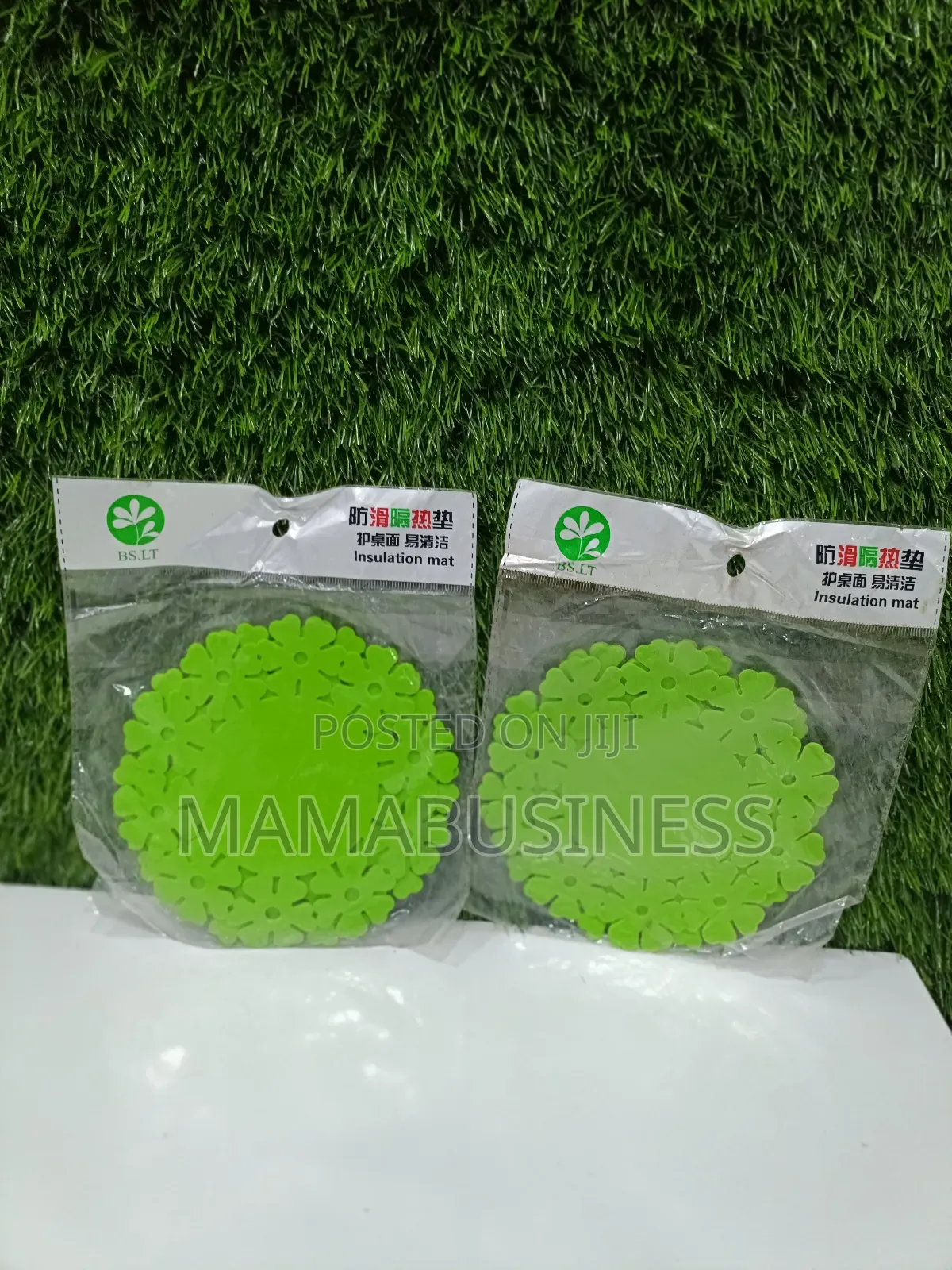 Silicone Flower Shaped Cup Coaster- 2pcs - Green