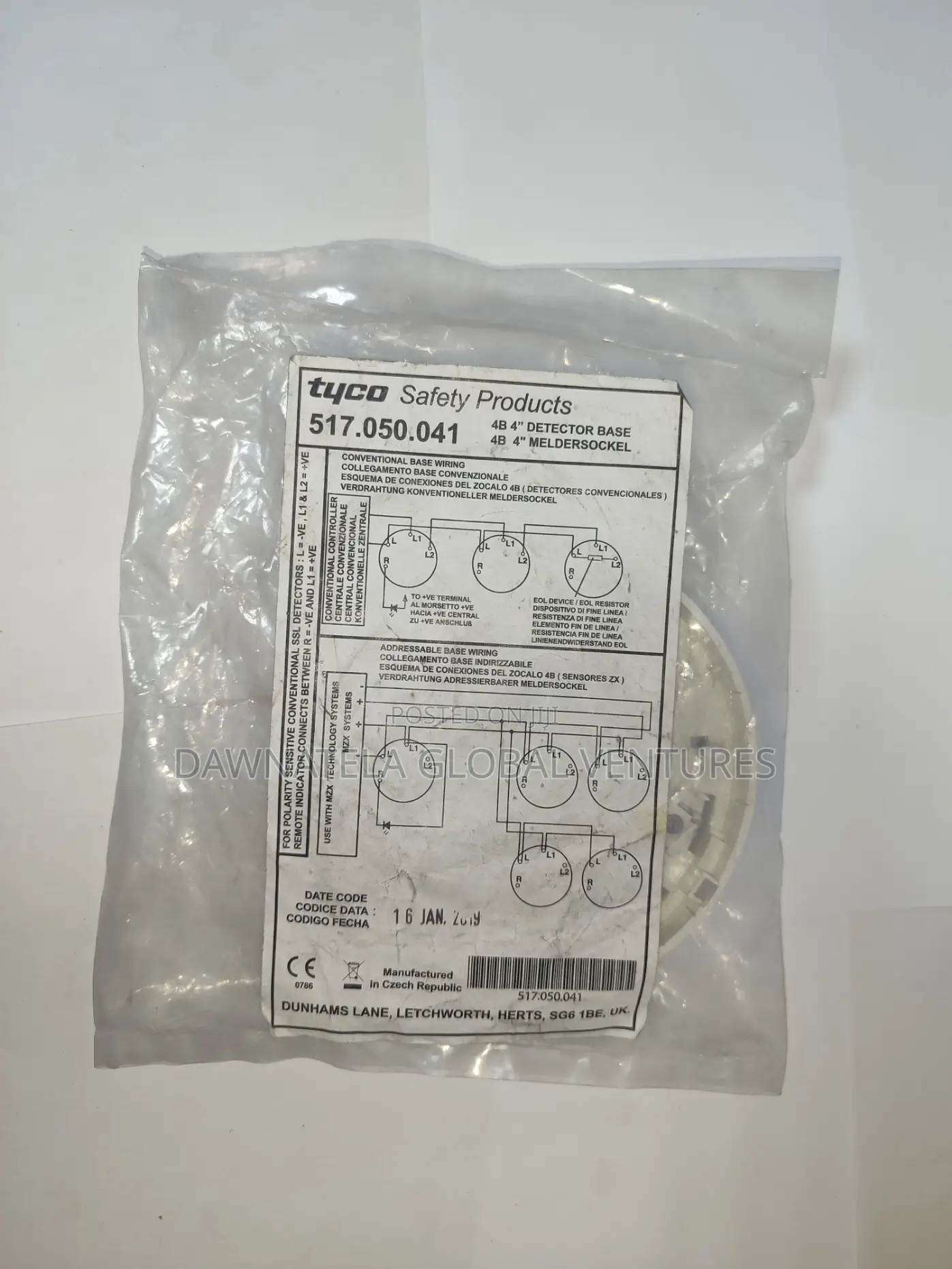 Tyco 4b 4" Detector Base 517.050.041 Fire Detection System