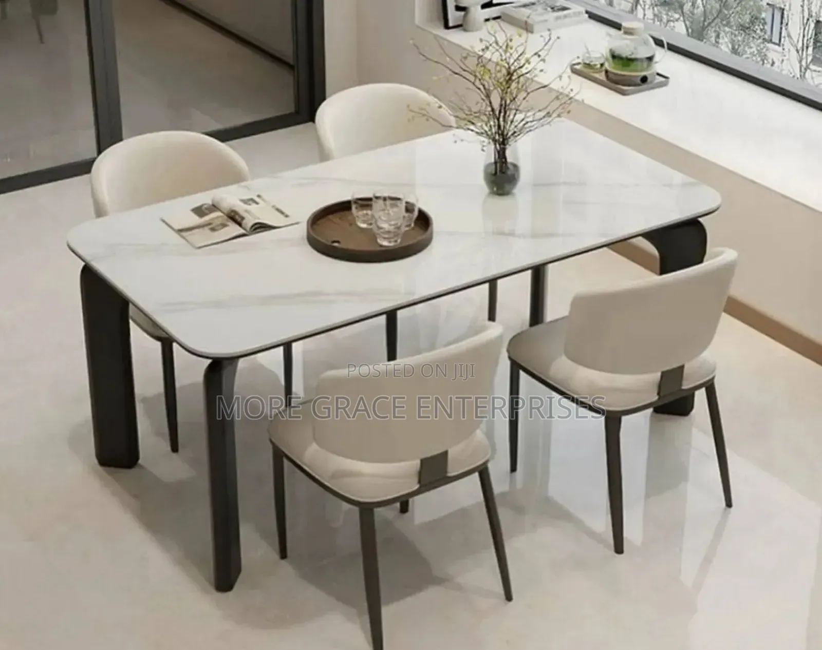Marble Curved Leg Dining Set (6 Seater)