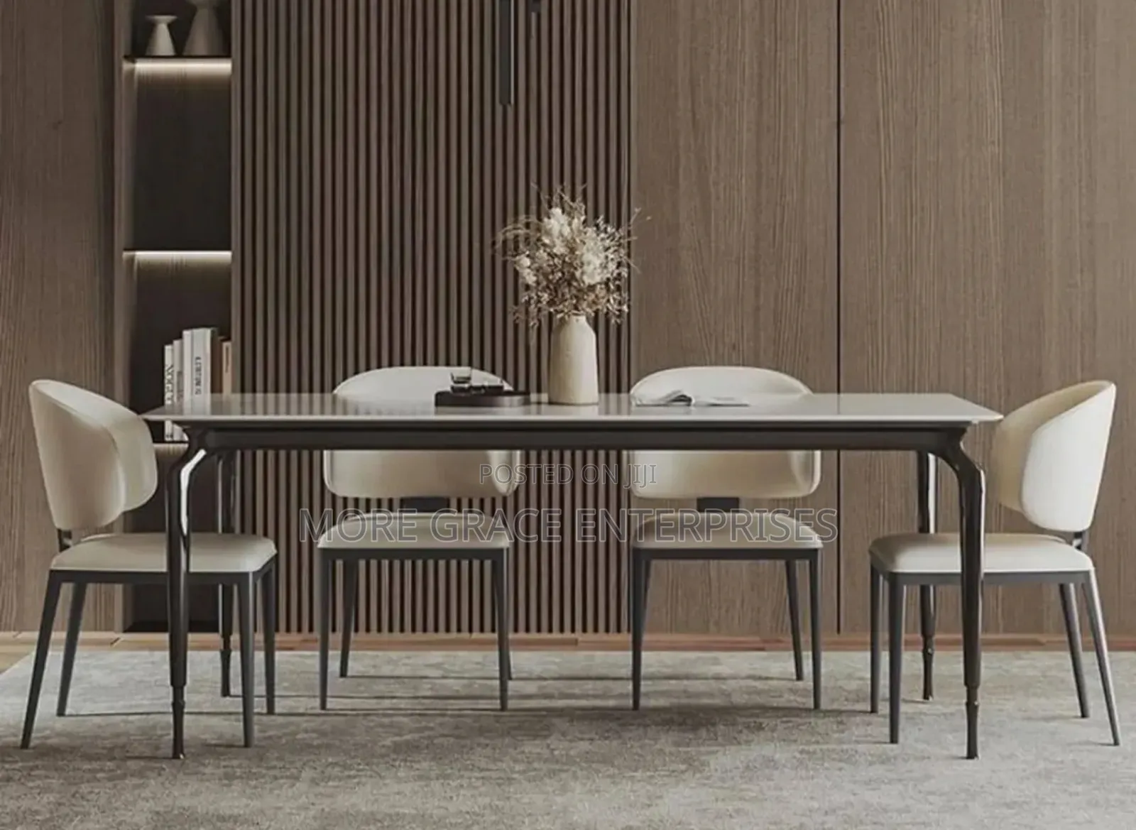 Marble Curved Leg Dining Set (6 Seater)
