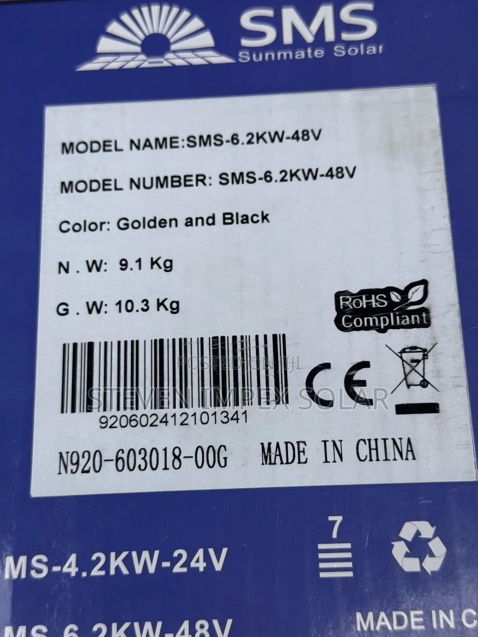 SMS Solar Inverter Hybrid 6.2kva 48v