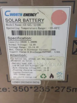 Cworth Energy Icon Lithium Solar Battery 100ah 12v