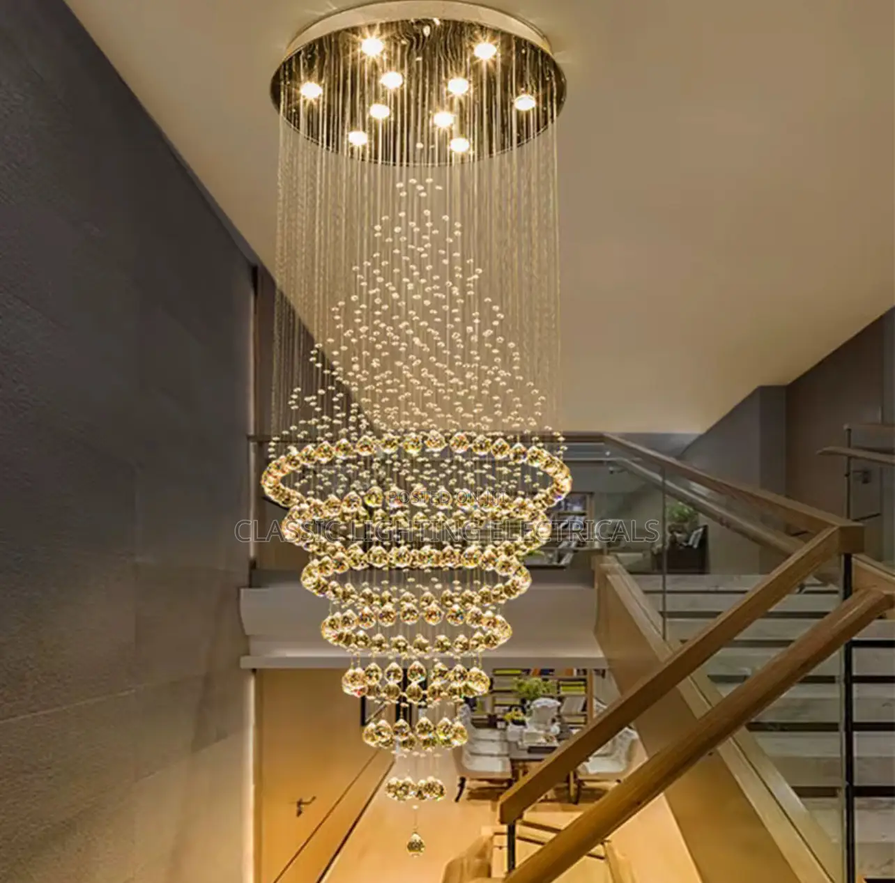 Modern Luxury Led Crystal Chandelier Lamp Stair Lights