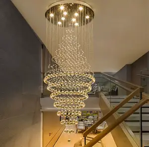 Modern Luxury Led Crystal Chandelier Lamp Stair Lights