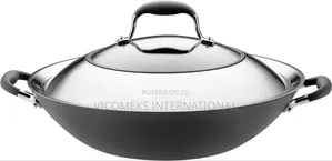 Hard Anodized Nonstick Stir Fry Wok Pan With Lid, 14 Inch,