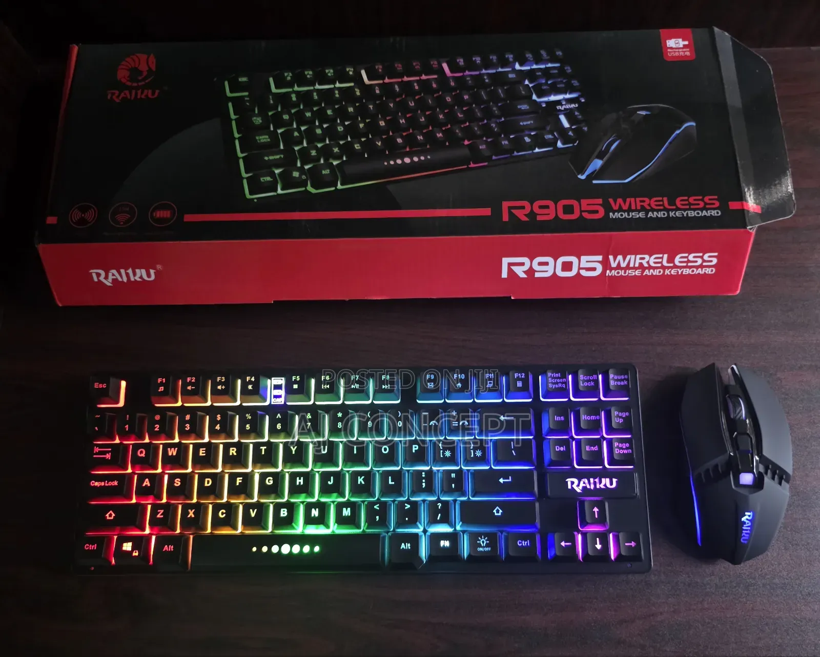 Rechargeable Raiku R905 Wireless Mouse and Keyboard