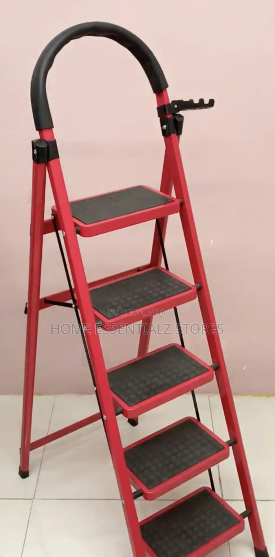 5 Steps Ladder (Iron Braced) - Multipurpose Ladder With Tools Tray
